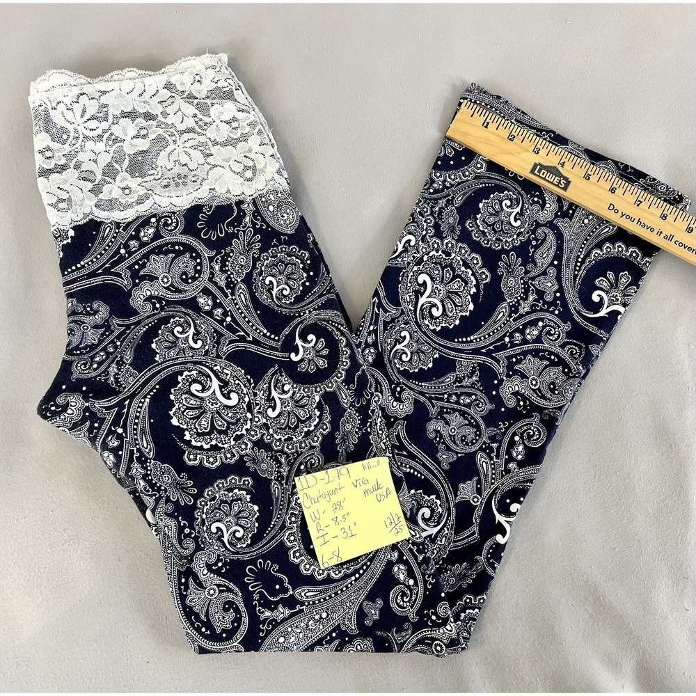 VTG Chatoyant Bootcut Bottoms Sz Medium Leggings Lace Waist Y2K Yoga USA - Picture 10 of 10